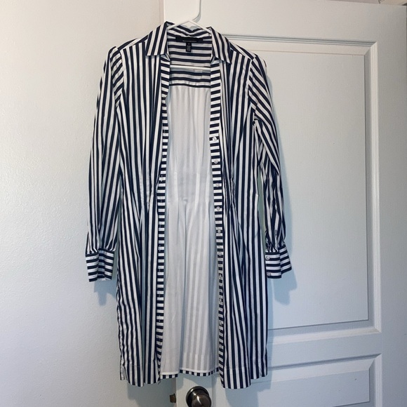 WHBM Long Sleeve Poplin Shirt Dress sz 8 - Picture 5 of 11